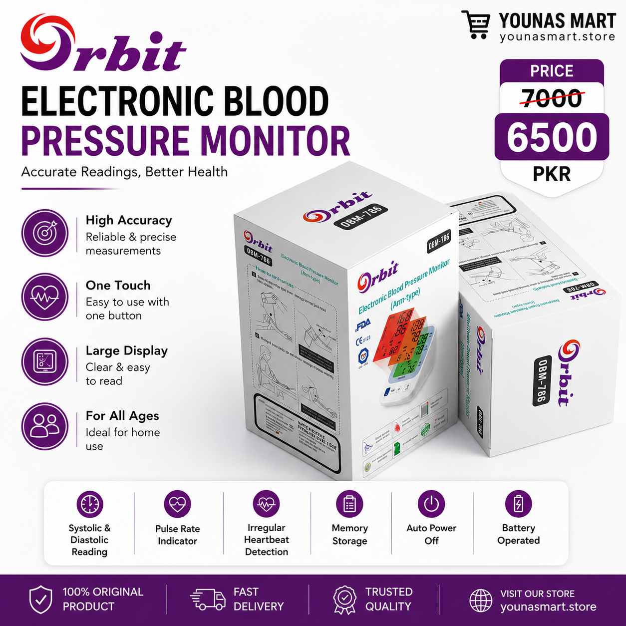 Orbit Blood Pressure Monitor Rechargeable OBM-786