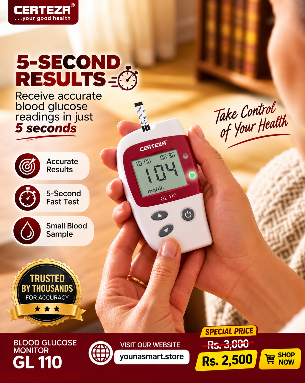 CERTEZA GL110 Blood Glucose Monitor
